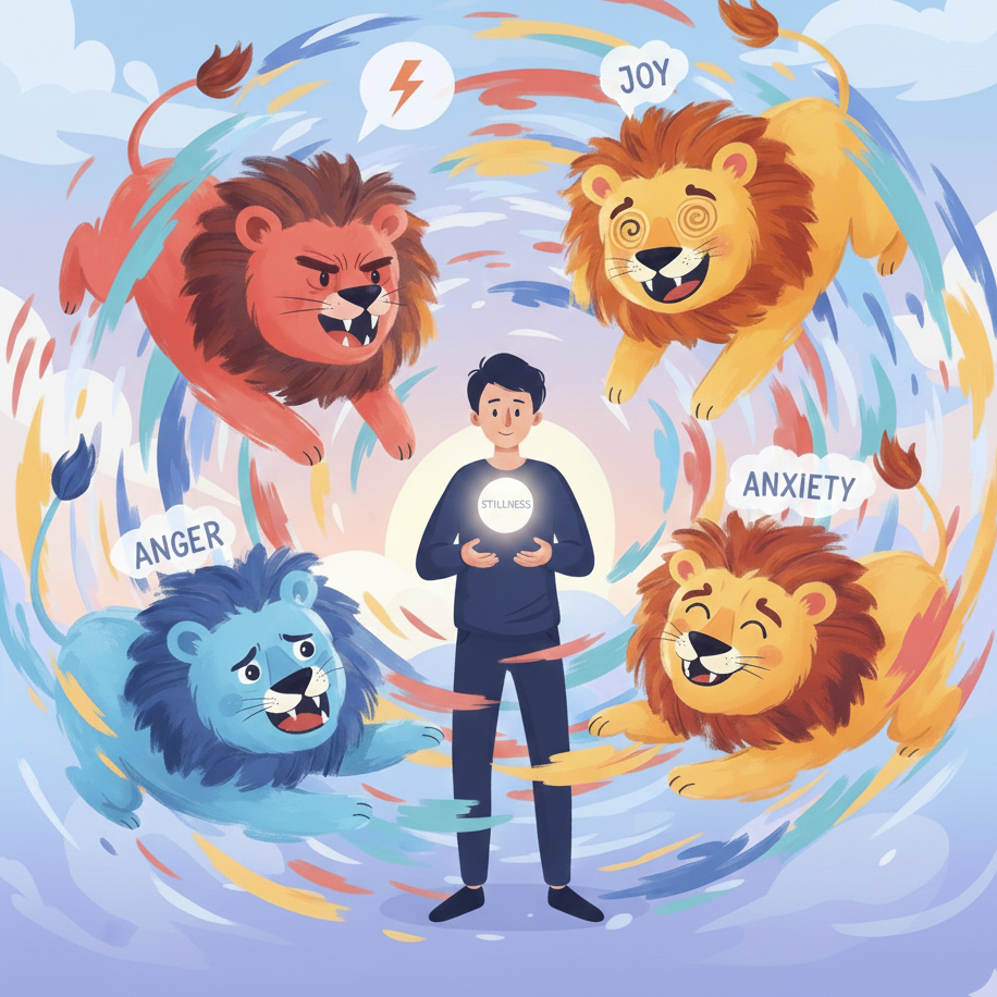 An intense emotion is like a roaring, but powerless lion.